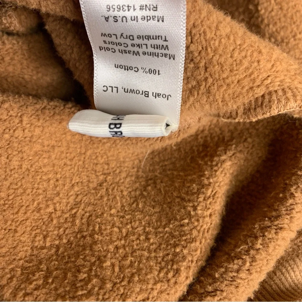 Joah Brown Deep V-Neck Pullover Sweatshirt in Camel - Picture 2 of 6